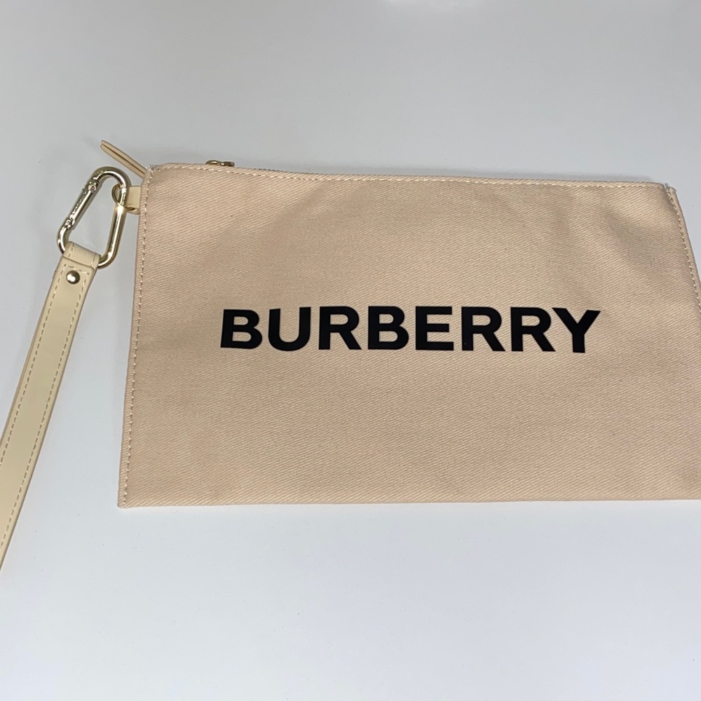 Burberry Cloth Tan Pouch with hand Strap - Picture 1 of 6